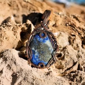 hand made copper lapis lazuli pendant